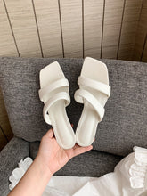 Load image into Gallery viewer, White/Brown/Grey Cut Out Mules