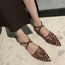 Load image into Gallery viewer, White/Brown Retro Hollow Out Sandals