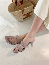 Load image into Gallery viewer, White/Brown/Grey Cut Out Mules

