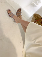 Load image into Gallery viewer, White/Brown/Grey Cut Out Mules
