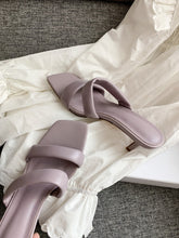 Load image into Gallery viewer, White/Brown/Grey Cut Out Mules
