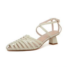 Load image into Gallery viewer, White/Brown Retro Hollow Out Sandals
