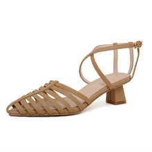 Load image into Gallery viewer, White/Brown Retro Hollow Out Sandals

