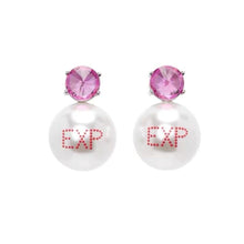 Cargar imagen en el visor de la galería, Zirconia Pearl Letter Earrings
